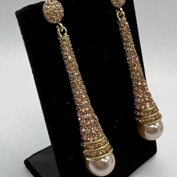 Heidi Daus 🆕Never Ending Glamour rose gold Swarovski crystals drop earrings - Picture 4 of 9
